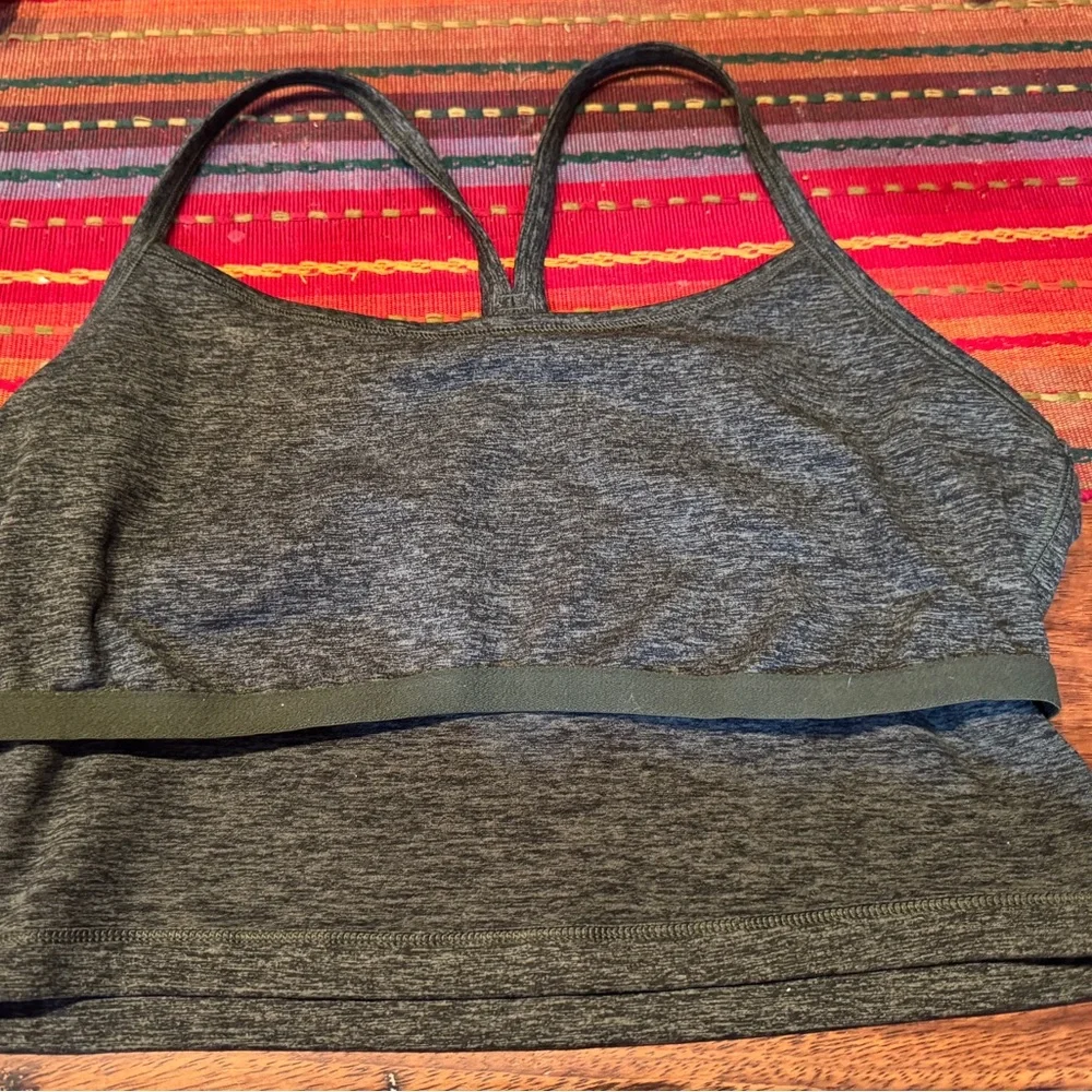NEW AERIE Charcoal Heathered Crop Top WORKOUT Sz L Built in bra support NWOT